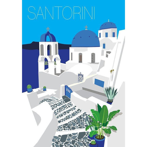 Santorini Black Modern Wood Framed Art Print by Bucheli, Jen
