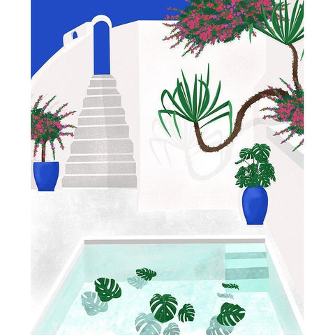 Living In Greece Black Modern Wood Framed Art Print by Bucheli, Jen