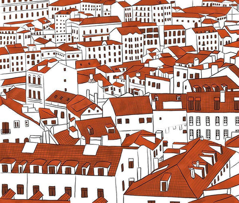 Mid Town View Black Ornate Wood Framed Art Print with Double Matting by Bucheli, Jen