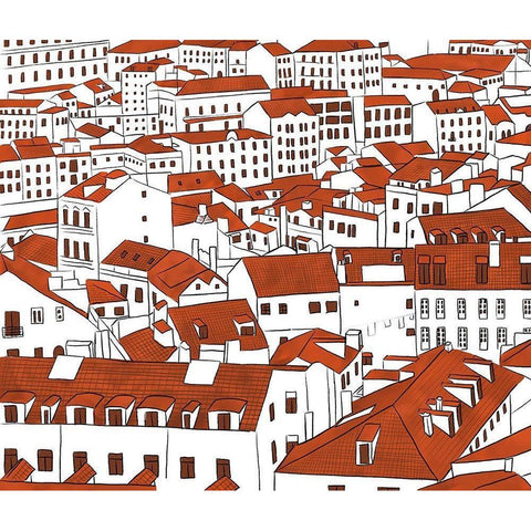 Mid Town View Gold Ornate Wood Framed Art Print with Double Matting by Bucheli, Jen