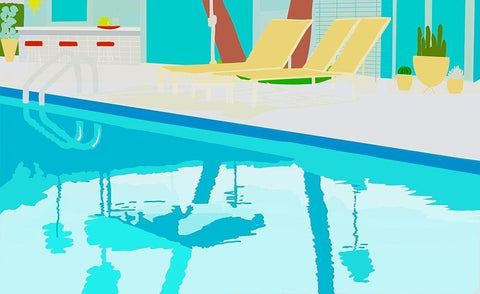 Poolside White Modern Wood Framed Art Print with Double Matting by Bucheli, Jen