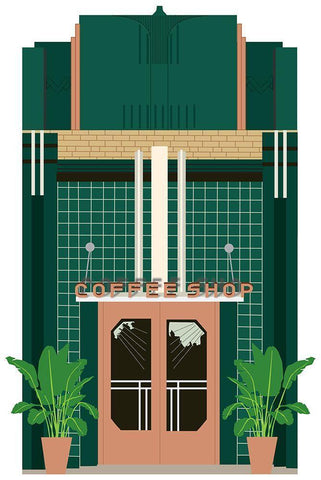 Coffee Shop White Modern Wood Framed Art Print with Double Matting by Bucheli, Jen