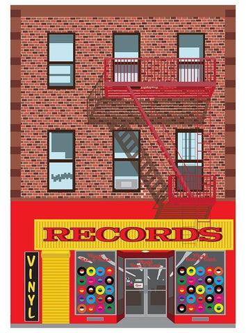 Vinyl Records White Modern Wood Framed Art Print with Double Matting by Bucheli, Jen