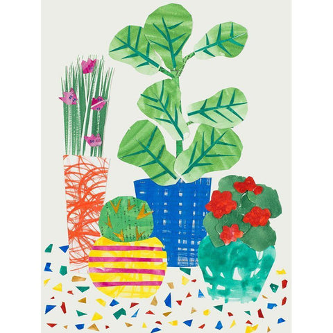 Patio Plants White Modern Wood Framed Art Print by Bucheli, Jen