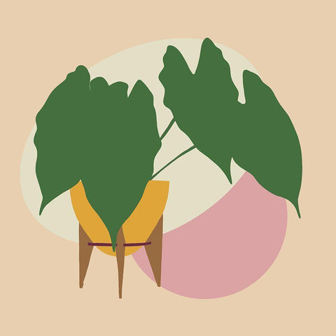 Mod Potted Plant 1 Black Modern Wood Framed Art Print with Double Matting by Bucheli, Jen