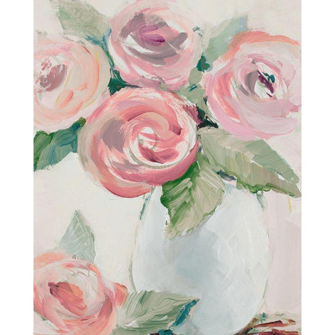 Pink Spring Blooms I White Modern Wood Framed Art Print by Loreth, Lanie