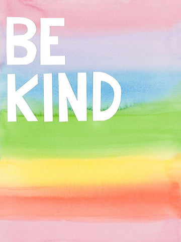 Be Kind Rainbow Colors Black Ornate Wood Framed Art Print with Double Matting by Bucheli, Jen