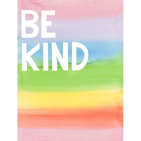 Be Kind Rainbow Colors White Modern Wood Framed Art Print by Bucheli, Jen