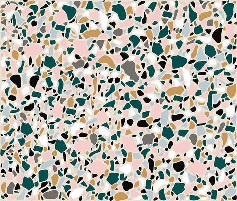 Teal Terrazo White Modern Wood Framed Art Print with Double Matting by Bucheli, Jen