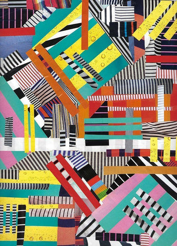 Colorful Abstract Lines Black Ornate Wood Framed Art Print with Double Matting by Bucheli, Jen