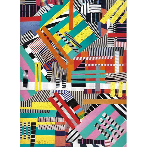 Colorful Abstract Lines Black Modern Wood Framed Art Print by Bucheli, Jen