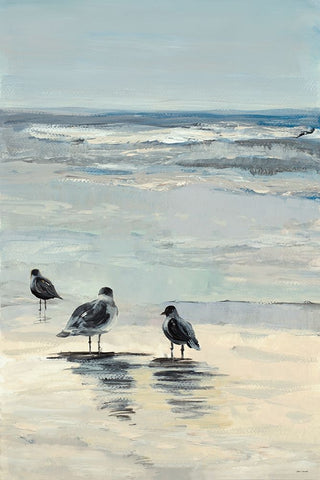 Morning Beach Stroll II White Modern Wood Framed Art Print with Double Matting by Loreth, Lanie