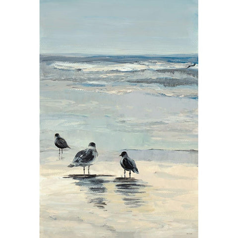 Morning Beach Stroll II White Modern Wood Framed Art Print by Loreth, Lanie