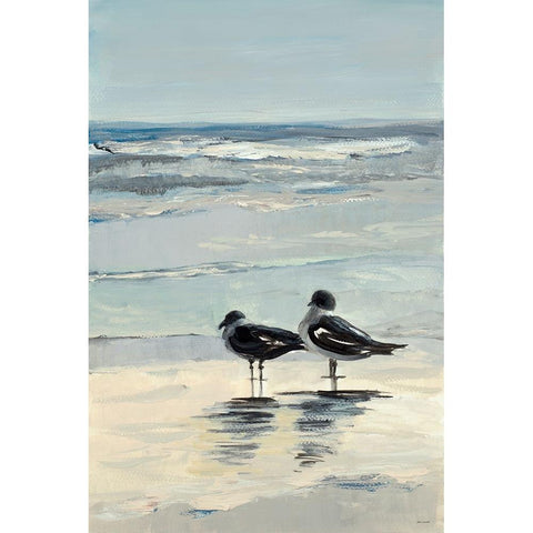 Morning Beach Stroll I White Modern Wood Framed Art Print by Loreth, Lanie