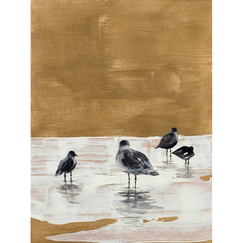 Seagulls Chillin Black Modern Wood Framed Art Print by Loreth, Lanie