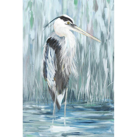 Standing Still Heron I  Gold Ornate Wood Framed Art Print with Double Matting by DeRice, Julie