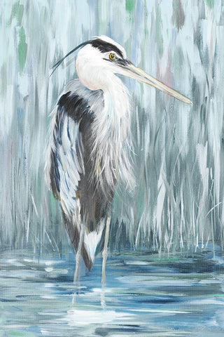 Standing Still Heron I  White Modern Wood Framed Art Print with Double Matting by DeRice, Julie