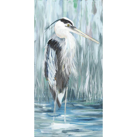 Standing Still Heron I (Blue) Black Modern Wood Framed Art Print by DeRice, Julie