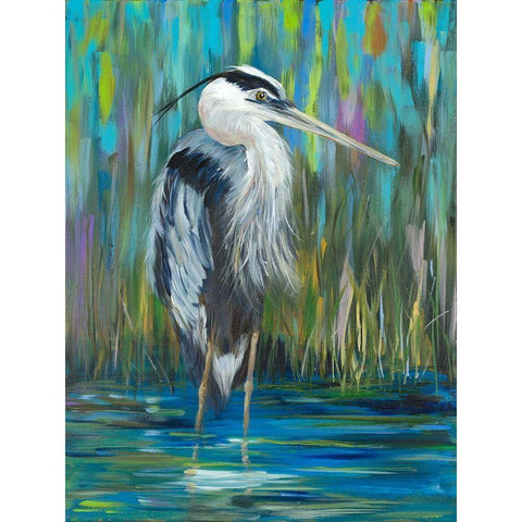 Standing Heron I Black Modern Wood Framed Art Print with Double Matting by DeRice, Julie
