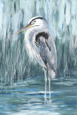 Standing Still Heron II  Black Ornate Wood Framed Art Print with Double Matting by DeRice, Julie