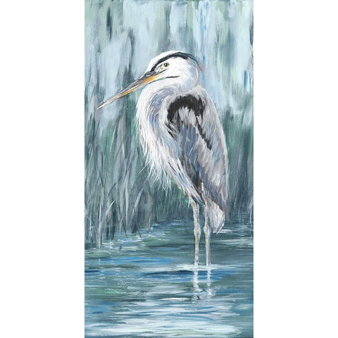Standing Still Heron II White Modern Wood Framed Art Print by DeRice, Julie