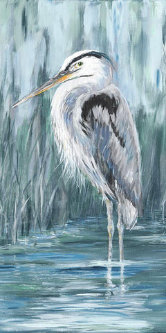 Standing Still Heron II Black Ornate Wood Framed Art Print with Double Matting by DeRice, Julie