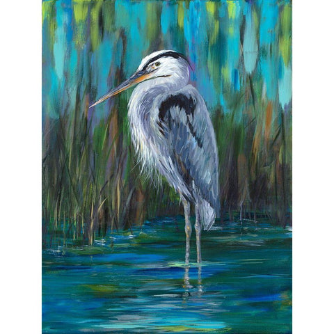 Standing Heron II Black Modern Wood Framed Art Print with Double Matting by DeRice, Julie