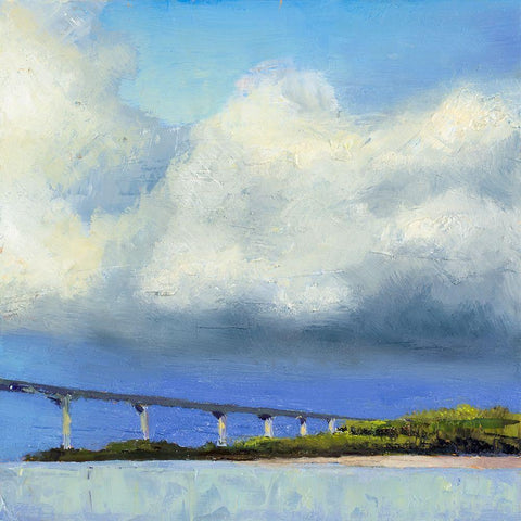 Approaching The Bridge White Modern Wood Framed Art Print with Double Matting by Green, Jenny