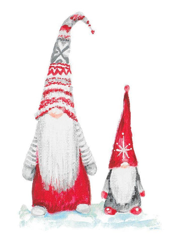 Gnome Duo Black Ornate Wood Framed Art Print with Double Matting by Gaynor, Janice