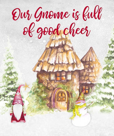 Our Gnome is Full of Good Cheer Black Ornate Wood Framed Art Print with Double Matting by Gaynor, Janice