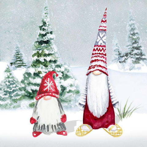 Gnomes on Winter Holiday II Black Modern Wood Framed Art Print with Double Matting by Gaynor, Janice