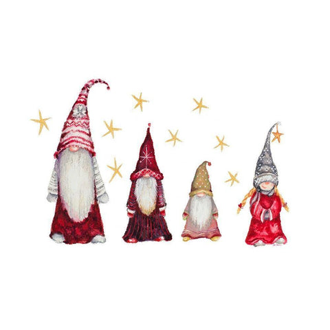 Gnome Family Gold Ornate Wood Framed Art Print with Double Matting by Gaynor, Janice