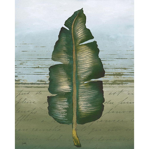 Palm on Script I Black Modern Wood Framed Art Print with Double Matting by Medley, Elizabeth