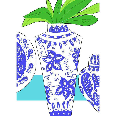 Blue Vase I White Modern Wood Framed Art Print by Mosher, Deidre