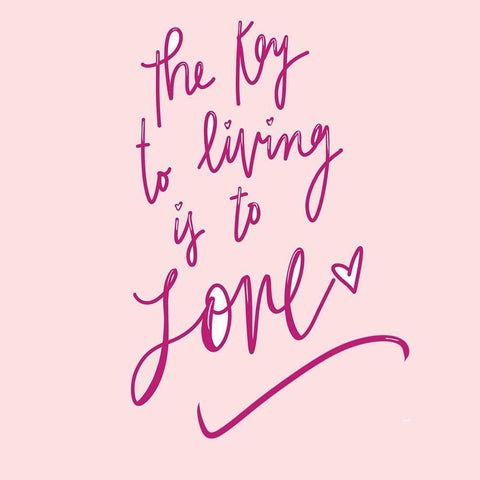 The Key To Living Is To Love White Modern Wood Framed Art Print by SD Graphics Studio