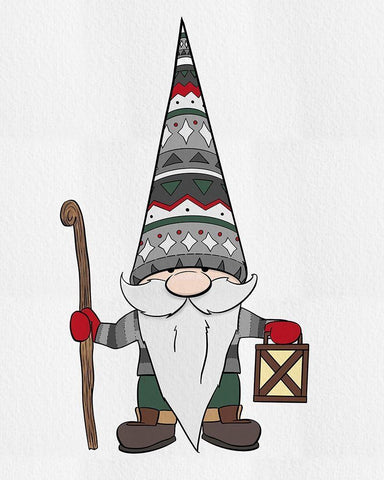Nature Gnomes II White Modern Wood Framed Art Print with Double Matting by Edwins, Hugo