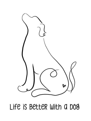 Life is Better with a Dog White Modern Wood Framed Art Print with Double Matting by Quach, Anna