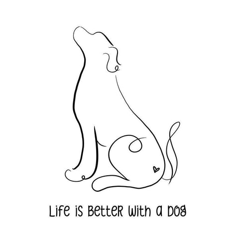 Life is Better with a Dog White Modern Wood Framed Art Print by Quach, Anna