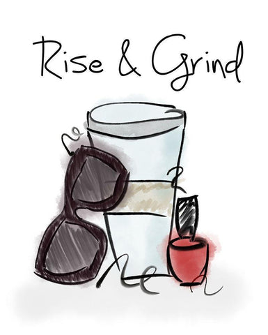 Rise and Grind Black Ornate Wood Framed Art Print with Double Matting by Quach, Anna