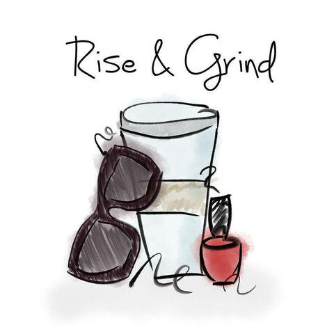 Rise and Grind Black Modern Wood Framed Art Print by Quach, Anna