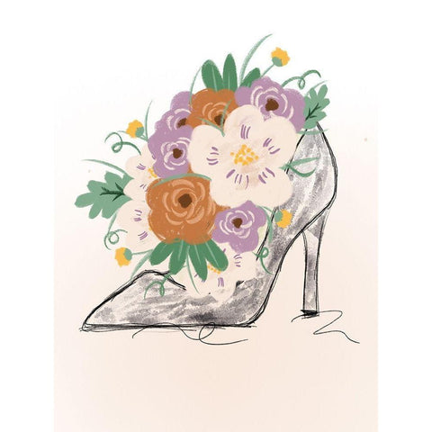 Floral Bloom Heel White Modern Wood Framed Art Print by Quach, Anna