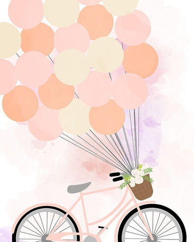 Bike Ride With Balloons Black Ornate Wood Framed Art Print with Double Matting by Quach, Anna