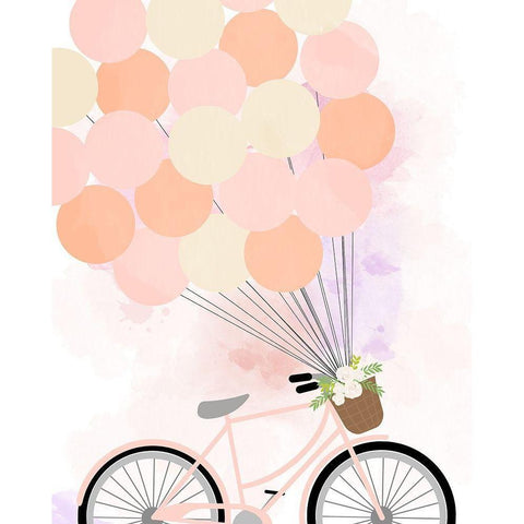 Bike Ride With Balloons Black Modern Wood Framed Art Print with Double Matting by Quach, Anna
