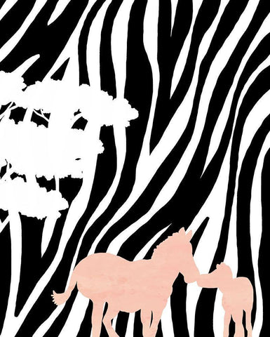 Modern Zebras White Modern Wood Framed Art Print with Double Matting by Quach, Anna