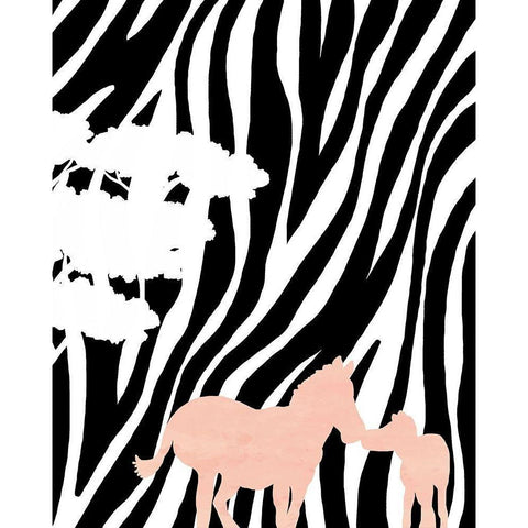 Modern Zebras Black Modern Wood Framed Art Print by Quach, Anna