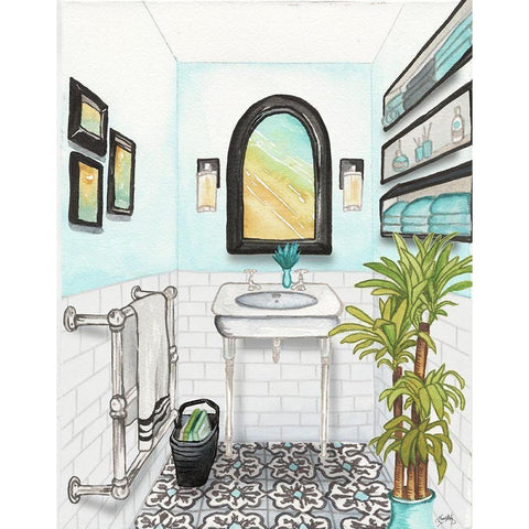 Boho Bath II Black Modern Wood Framed Art Print by Medley, Elizabeth