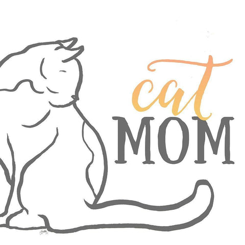 Cat Mom White Modern Wood Framed Art Print by Medley, Elizabeth