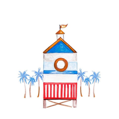 Lifeguard House III Gold Ornate Wood Framed Art Print with Double Matting by Del Sol, Ani