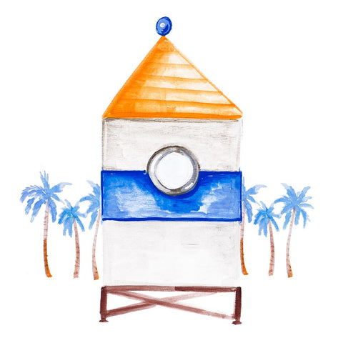 Lifeguard House II Black Ornate Wood Framed Art Print with Double Matting by Del Sol, Ani