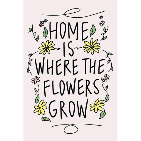 Home is Where the Flowers Grow Gold Ornate Wood Framed Art Print with Double Matting by Wilson, Kali